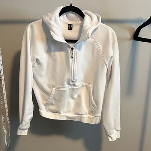 White Half-Zip crop Hoodie Sweatshirt - Unbranded